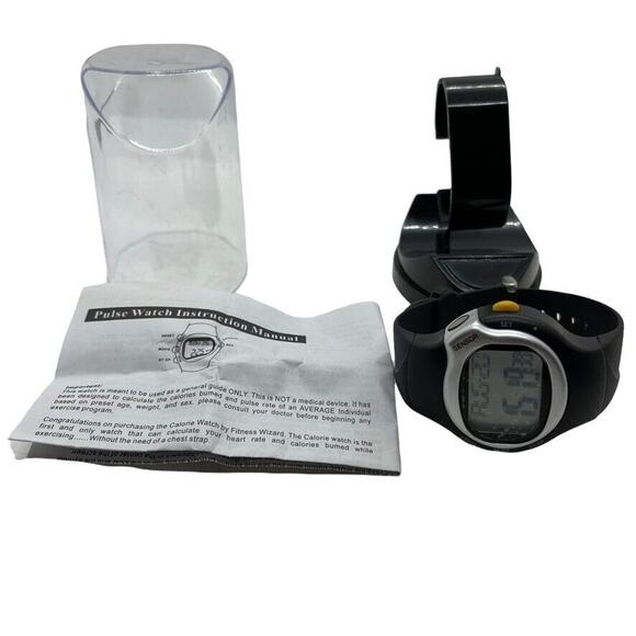 Calorie Watch By Fitness Wizard Digital Pulse Unisex Black Band Men Women - Picture 8 of 9